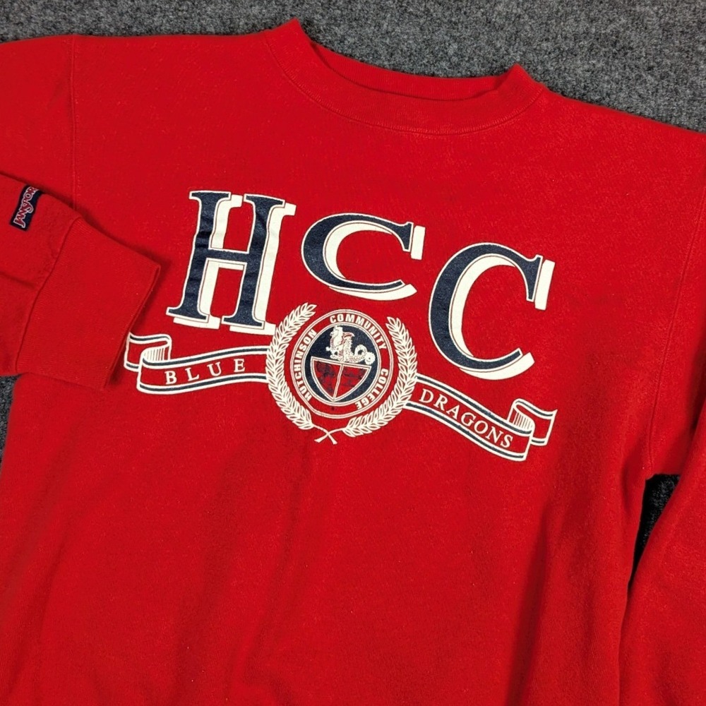 Vintage JanSport HCC Blue Dragons Sweatshirt Red Medium Made in USA Crewneck